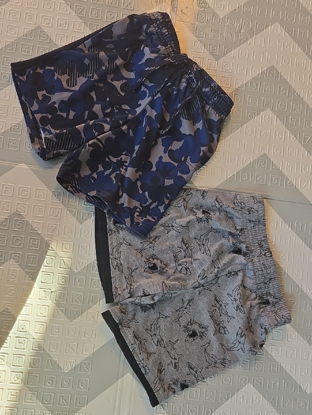 Fun Toddler Shorts- Disney Camo Mickey Size 3T And Garanimal Sharks Size 3T